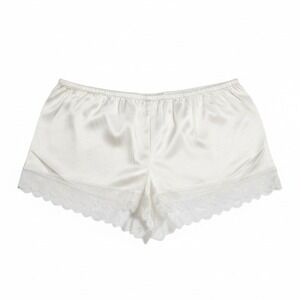 Trina Turk Silk Lace Trim Sleep Shorts Ivory Cream Lingerie Pajamas Size Large